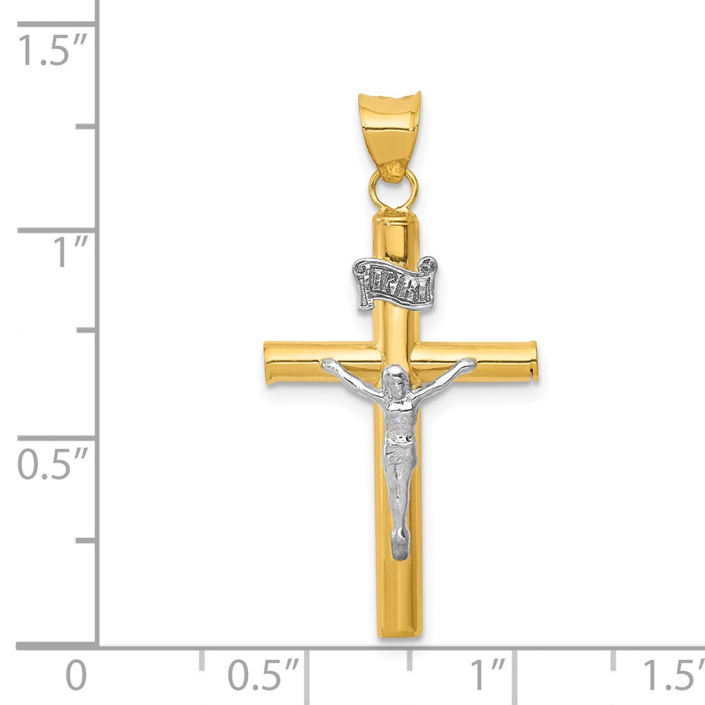 14k Two-tone INRI Crucifix Pendant