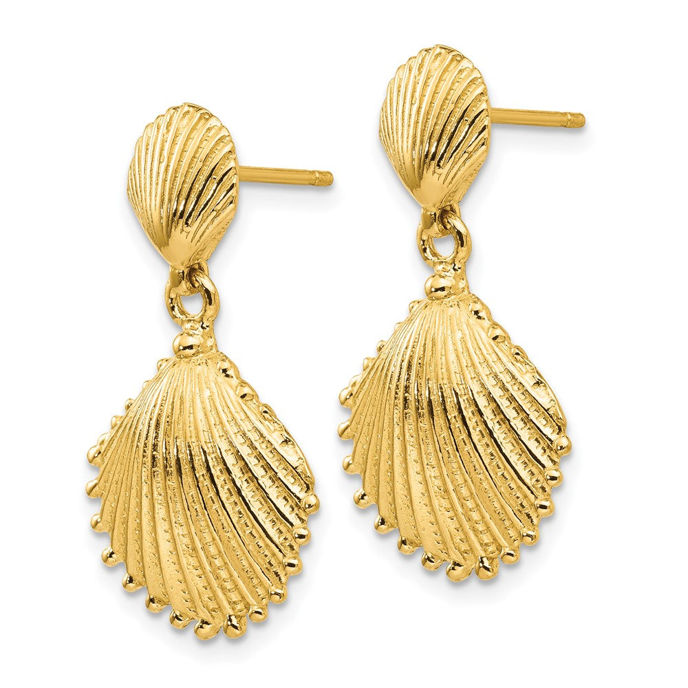 14K Scallop Shell Dangle Post Earrings