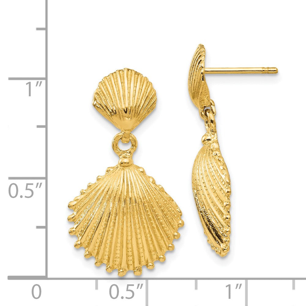 14K Scallop Shell Dangle Post Earrings