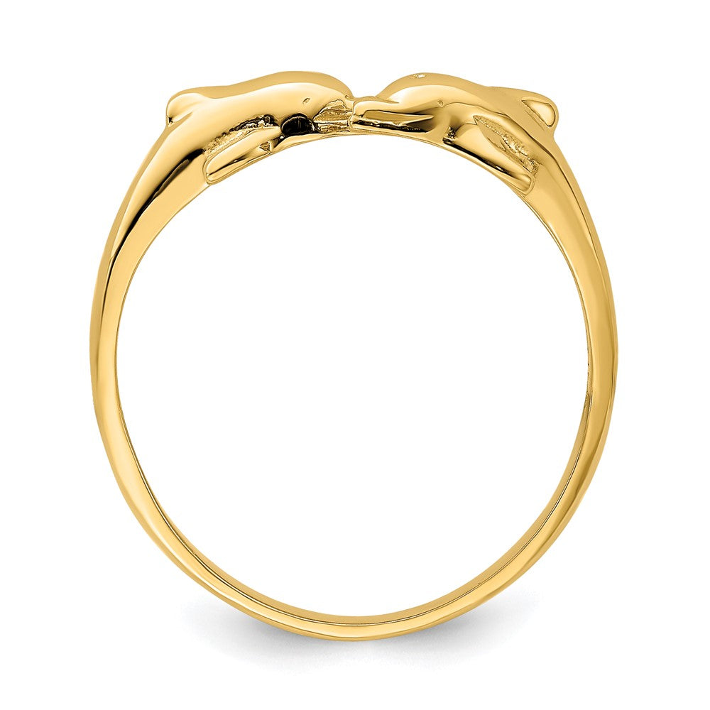 14K Dolphin Kissing Dolphin Ring