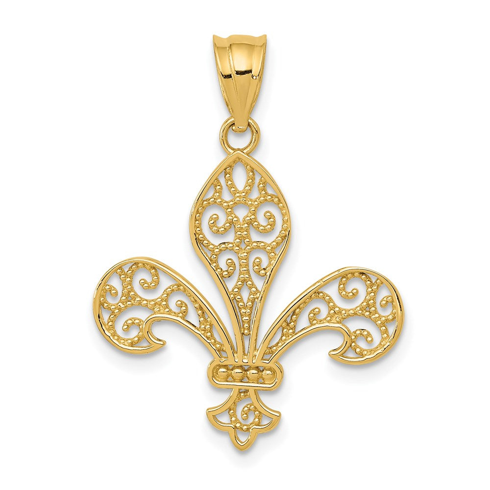 14k Filigree Fleur de Lis Pendant