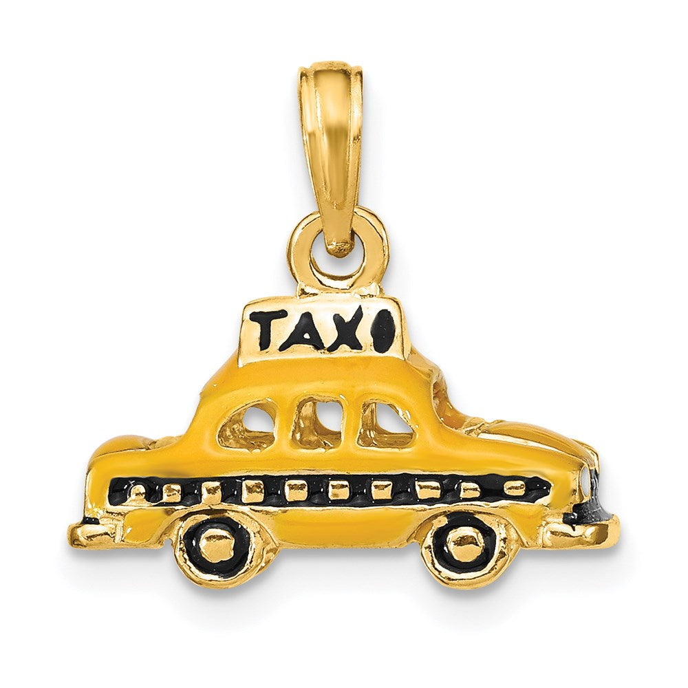 14k 3D Enameled TAXI Pendant