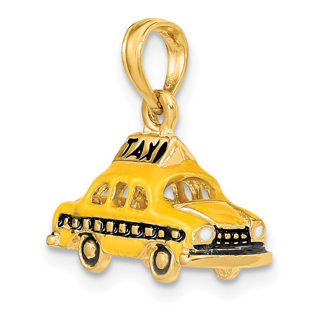 14k 3D Enameled TAXI Pendant