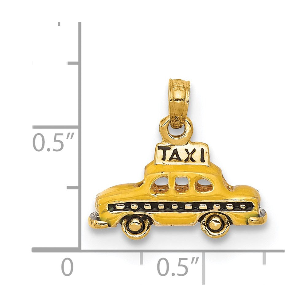 14k 3D Enameled TAXI Pendant