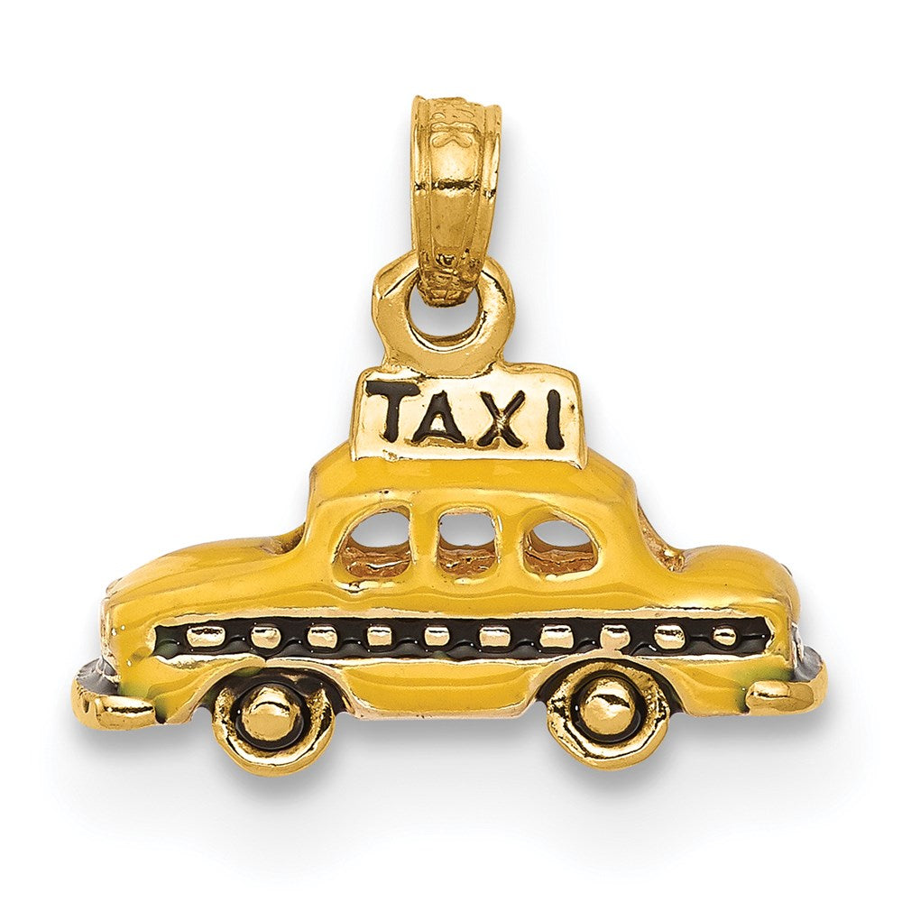 14k 3D Enameled TAXI Pendant