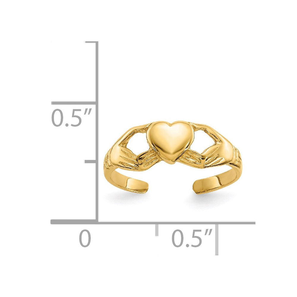 14k Polished Claddagh Toe Ring