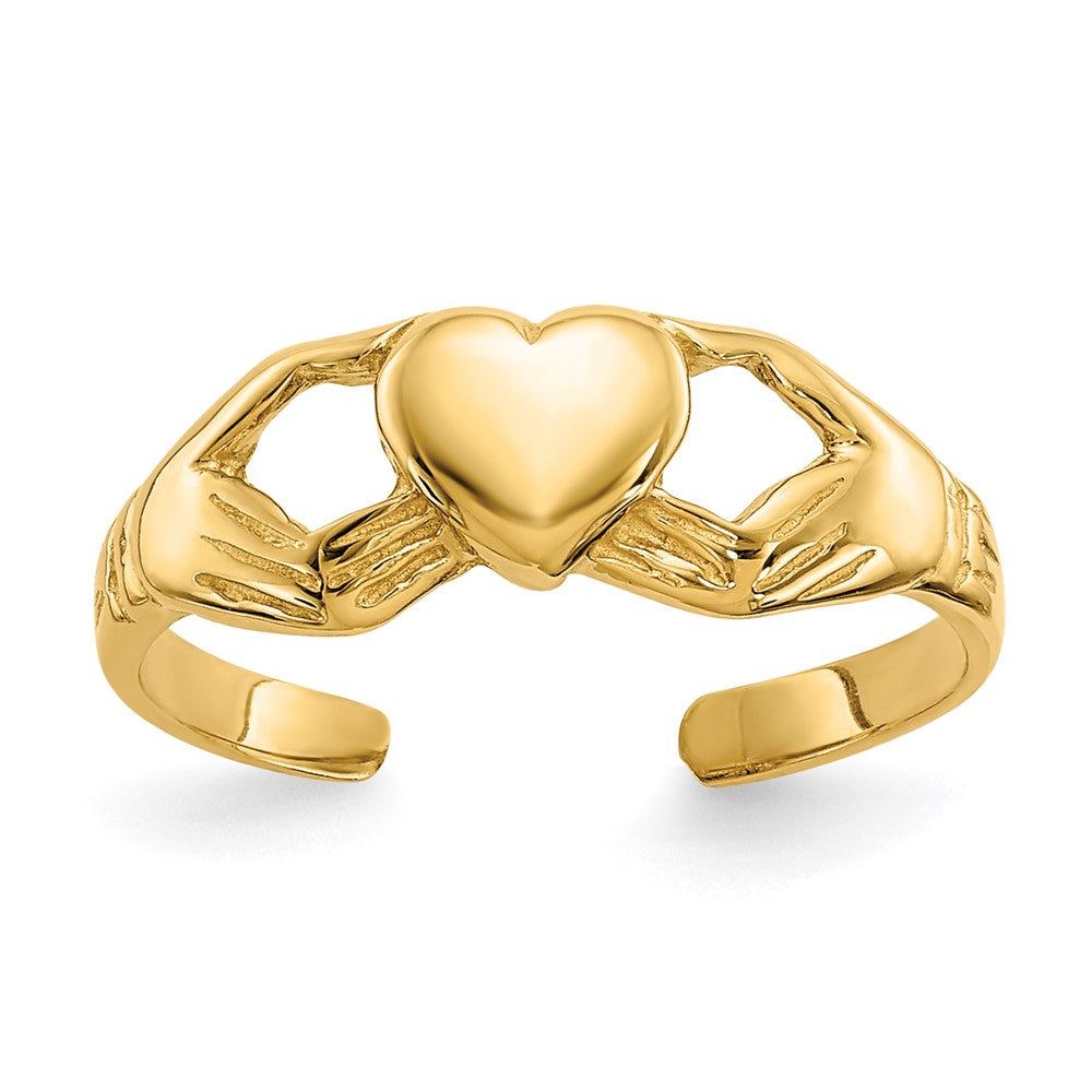 14k Polished Claddagh Toe Ring