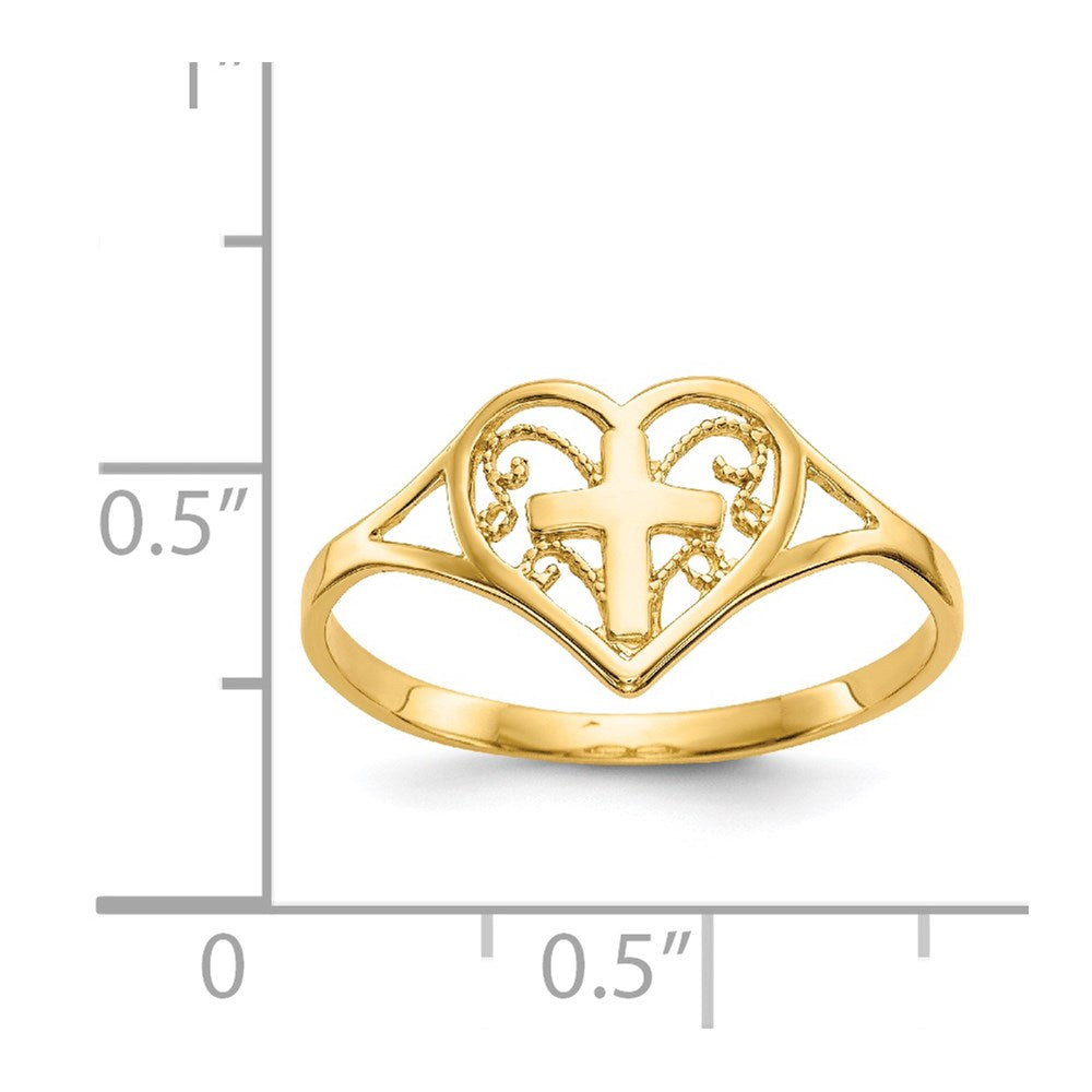 14k Polished Heart w/ Cross Ring