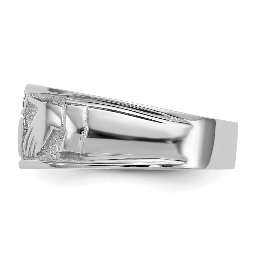 14k White Gold Ladies Polished Claddagh Band