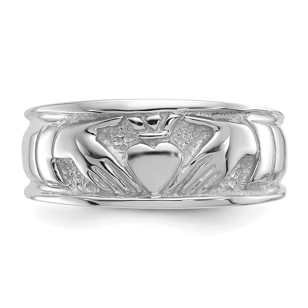 14k White Gold Ladies Polished Claddagh Band