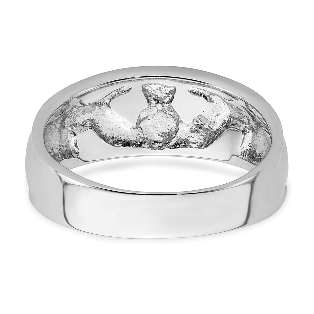 14k White Gold Ladies Polished Claddagh Band