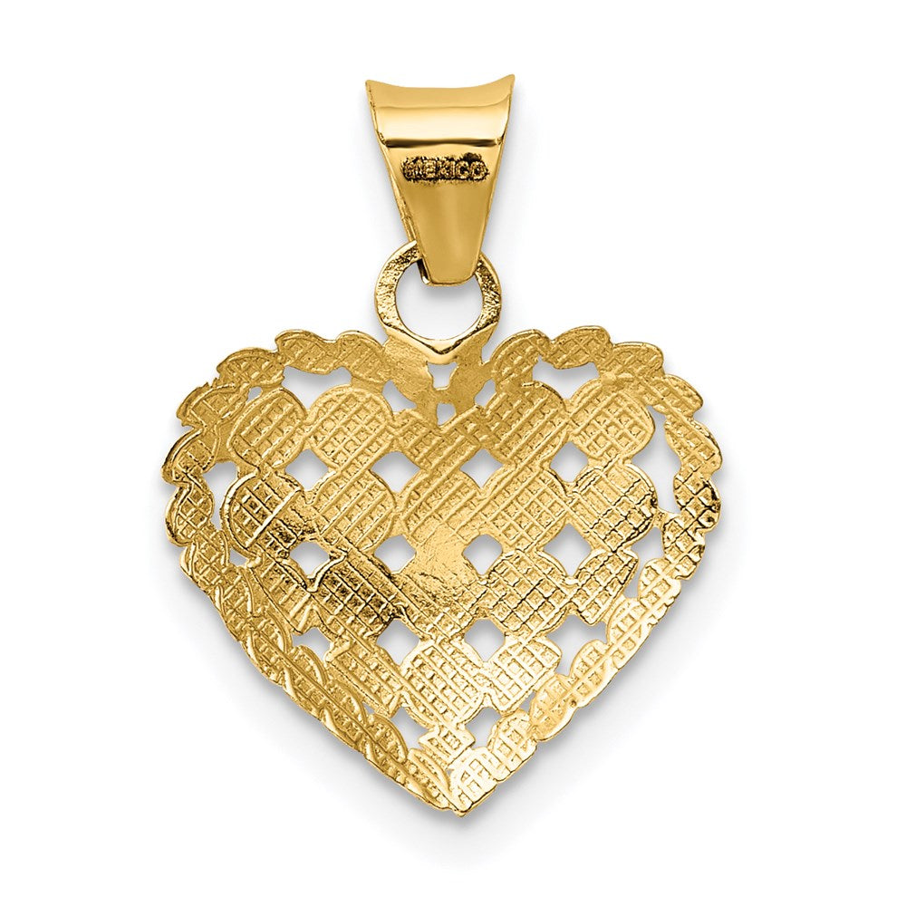 14K and White Rhodium Polished D/C Heart Pendant