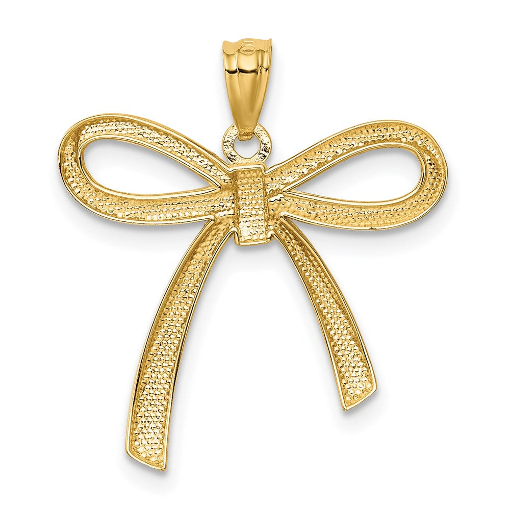 14k Gold Polished Ribbon Bow Pendant