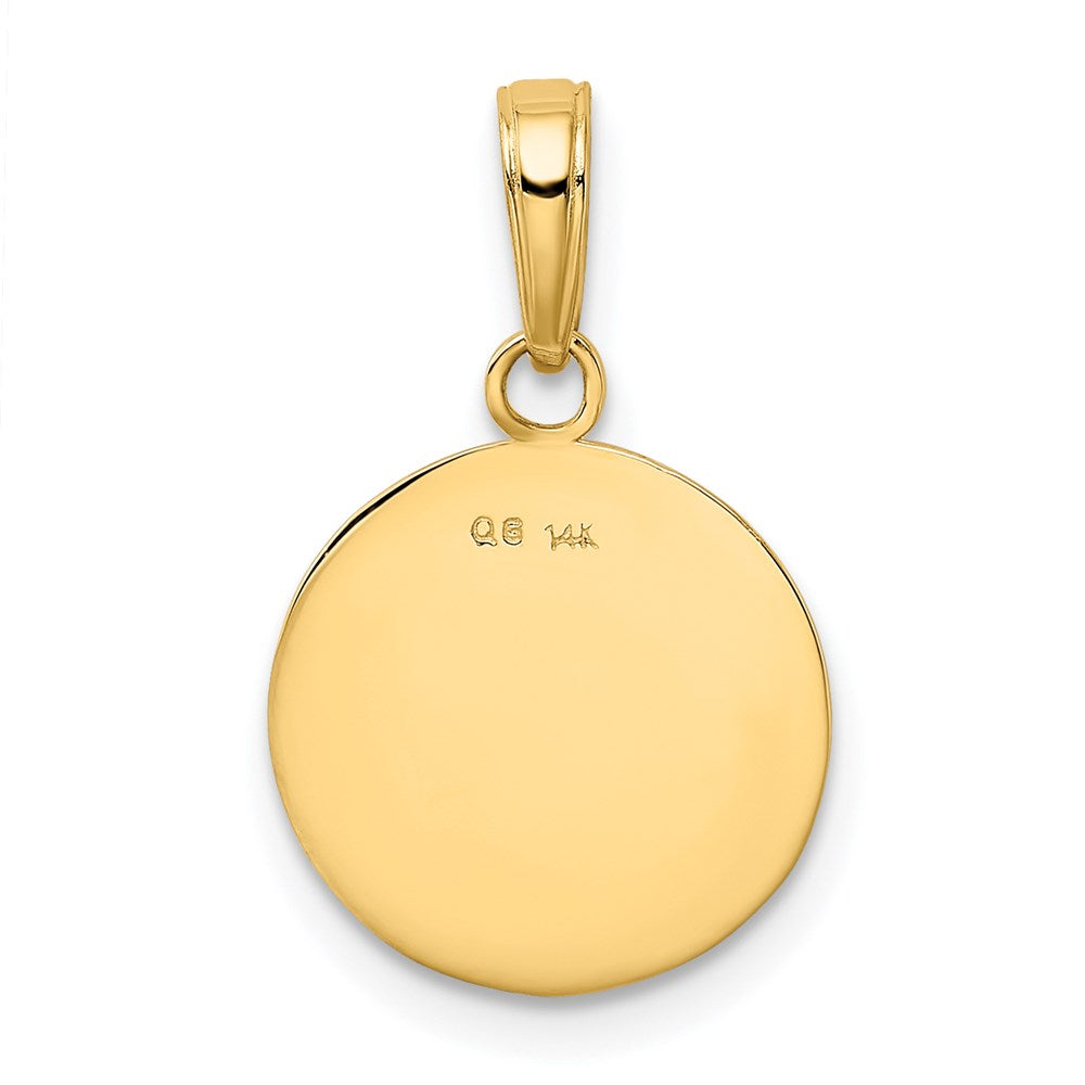 14K Gold Polished Baseball Closed Back Pendant