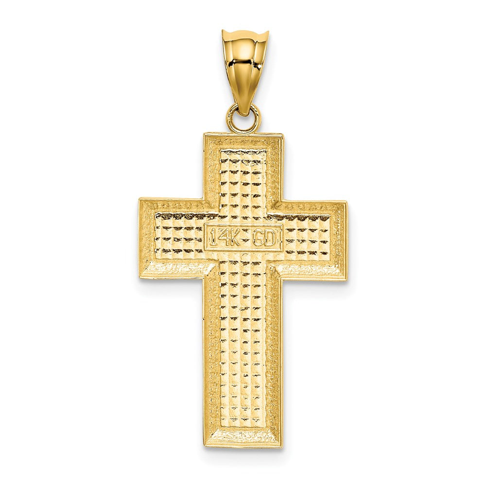 14K Polished / Textured Cross Pendant