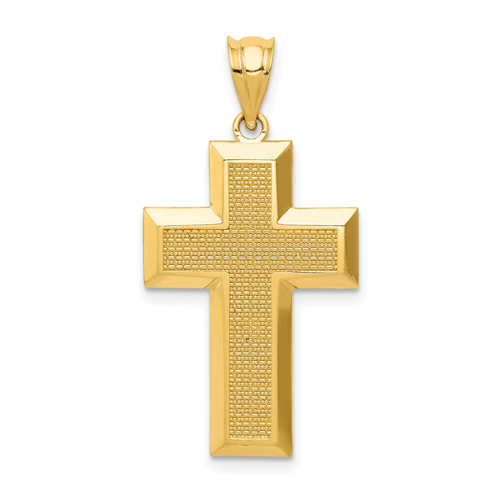 14K Polished / Textured Cross Pendant