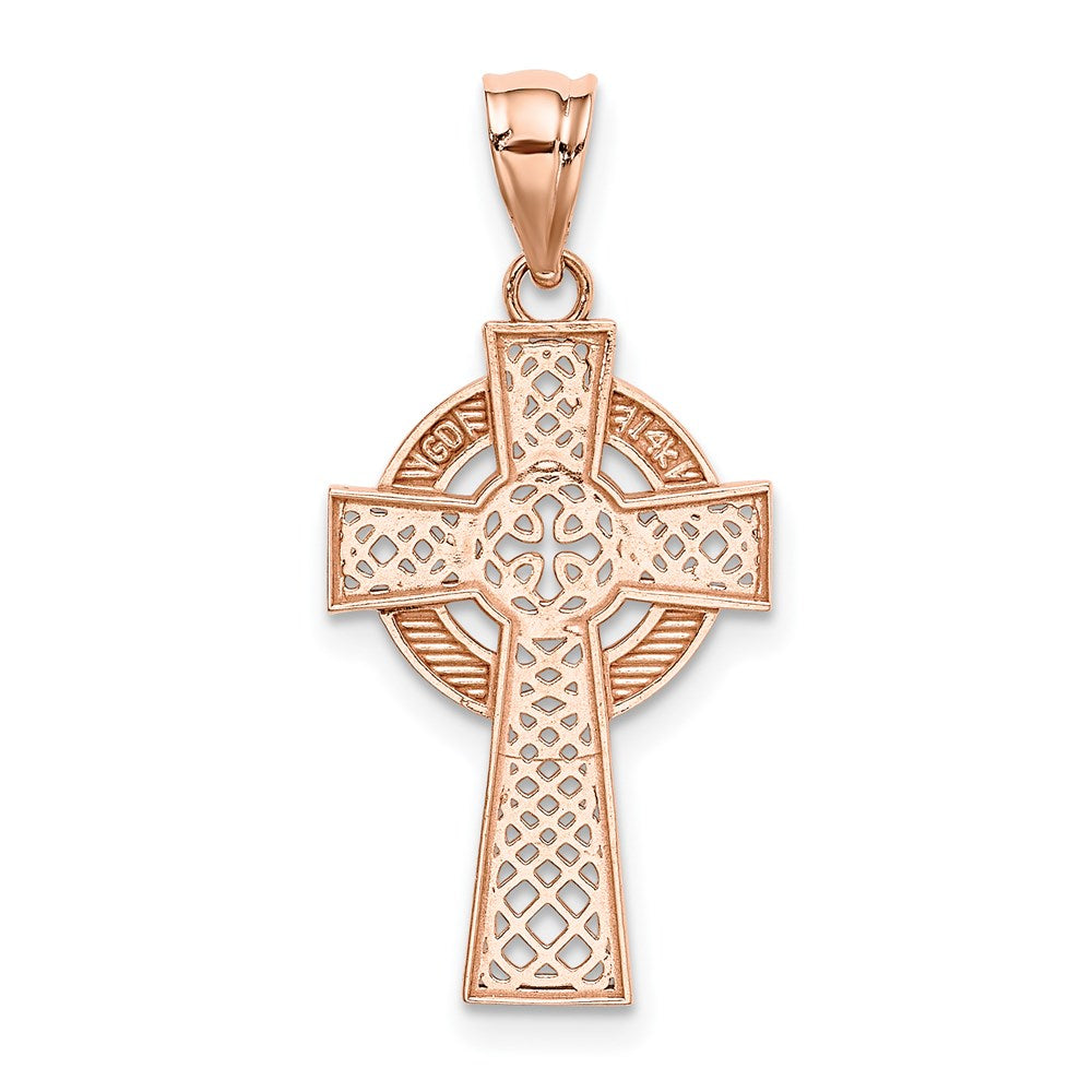 14k Rose Gold Celtic Cross Pendant