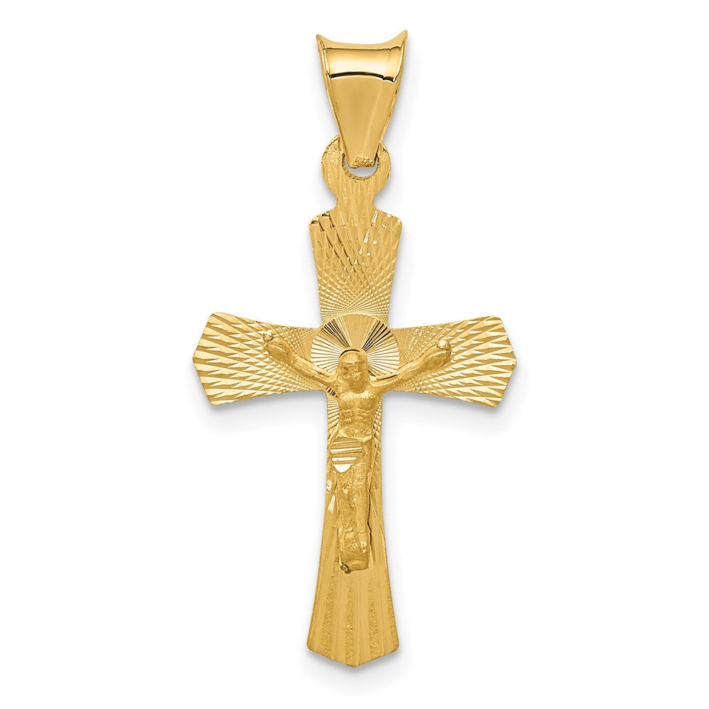 14k Polished Satin and D/C Crucifix Pendant