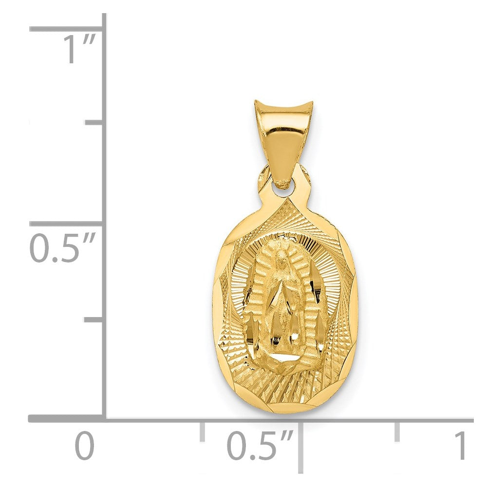 14K Polished D/C Lady Of Guadalupe Oval Pendant