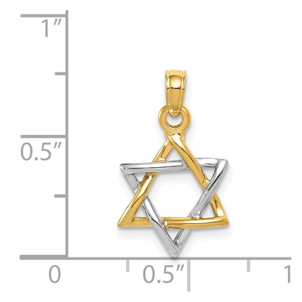 14K Two-tone Polished Star of David Pendant