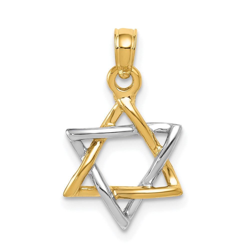 14K Two-tone Polished Star of David Pendant