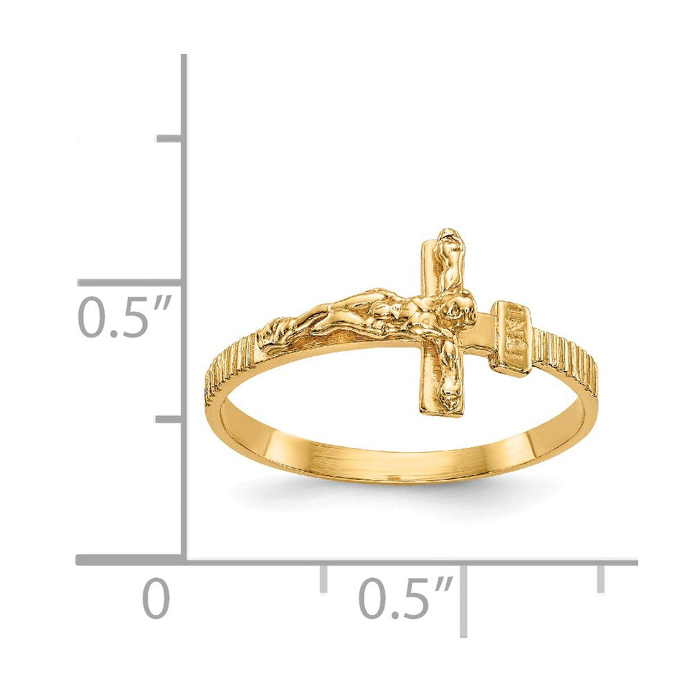 14K Gold Polished Jesus Band Ring