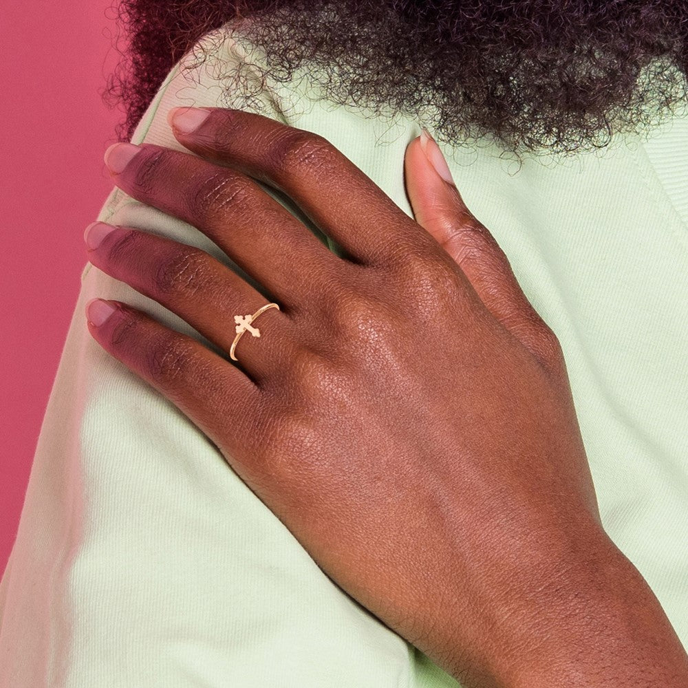 14k Rose Gold Polished Cross Ring