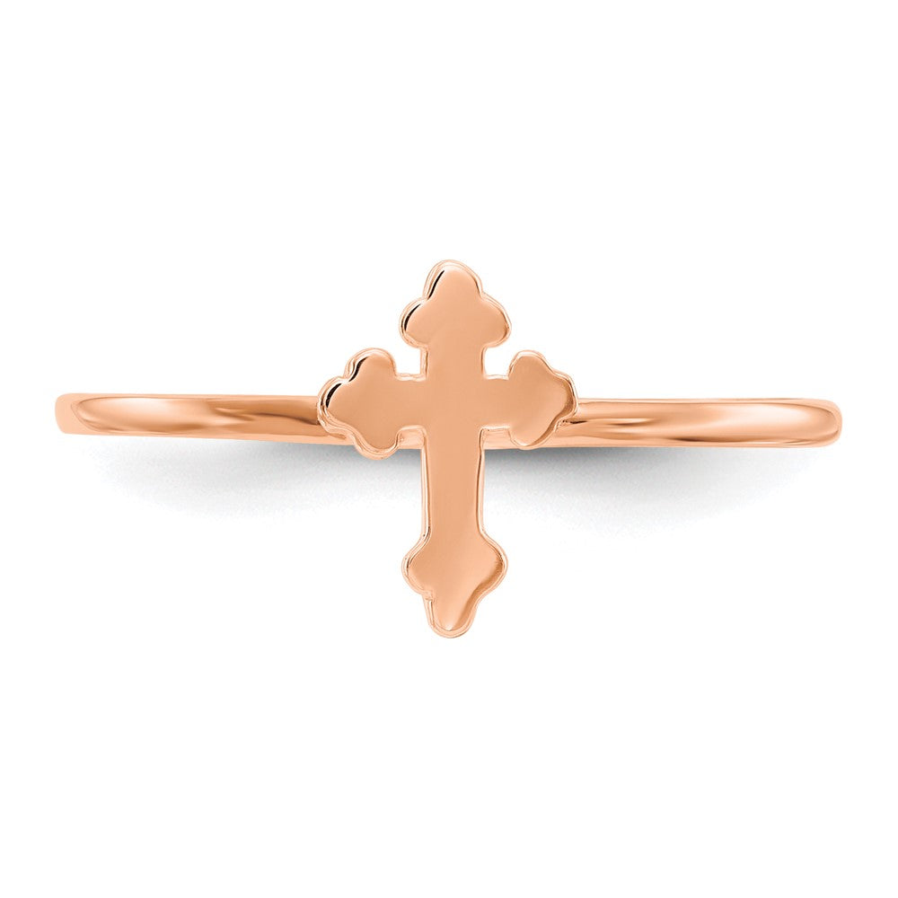 14k Rose Gold Polished Cross Ring