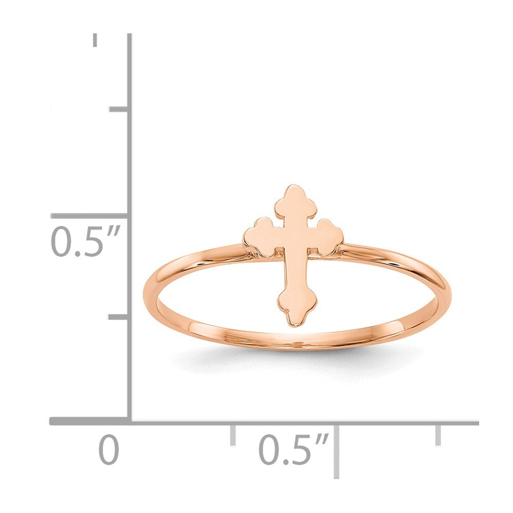 14k Rose Gold Polished Cross Ring