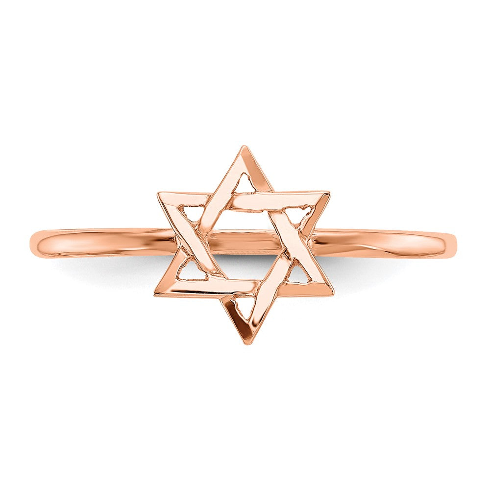 14k Rose Gold Polished Star of David Ring