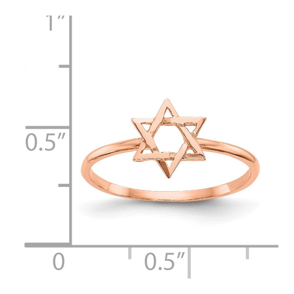 14k Rose Gold Polished Star of David Ring