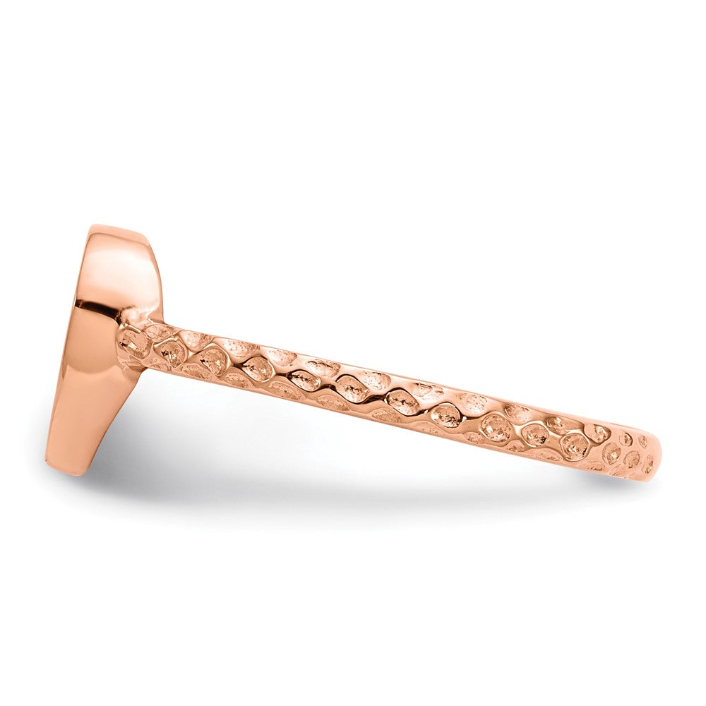 14k Rose Gold Polished Textured Heart Ring