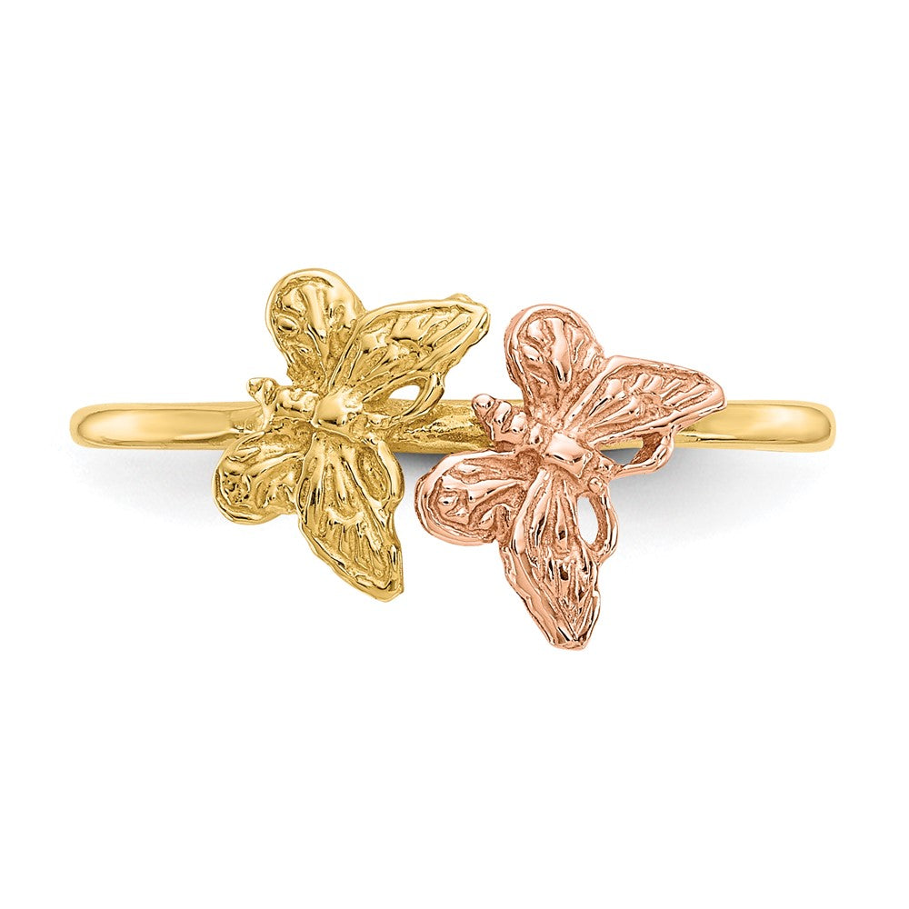 14k Two-Tone Polished Butterfly Ring