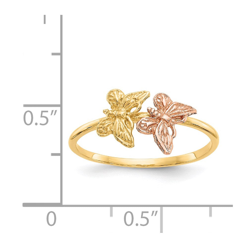 14k Two-Tone Polished Butterfly Ring