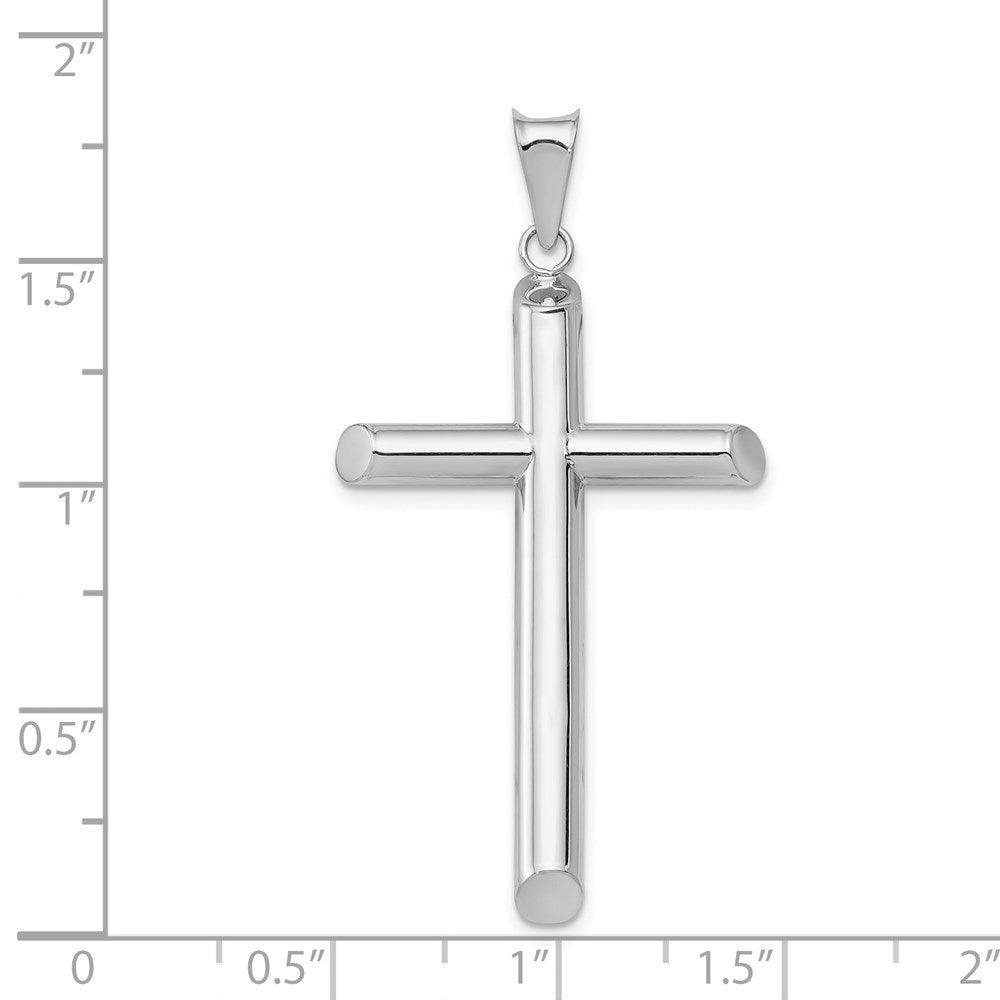 14k White Gold Polished Tube Cross Pendant