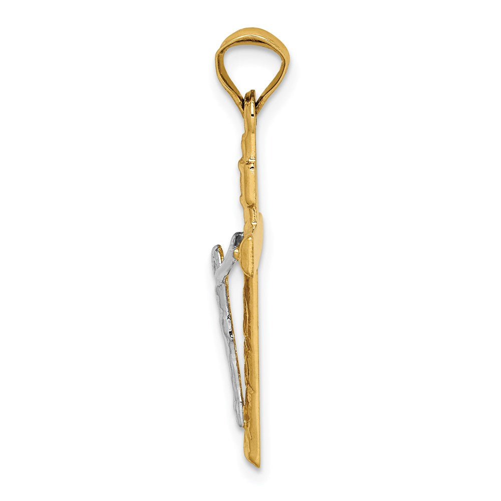 14k Two-Tone Crucifix Pendant