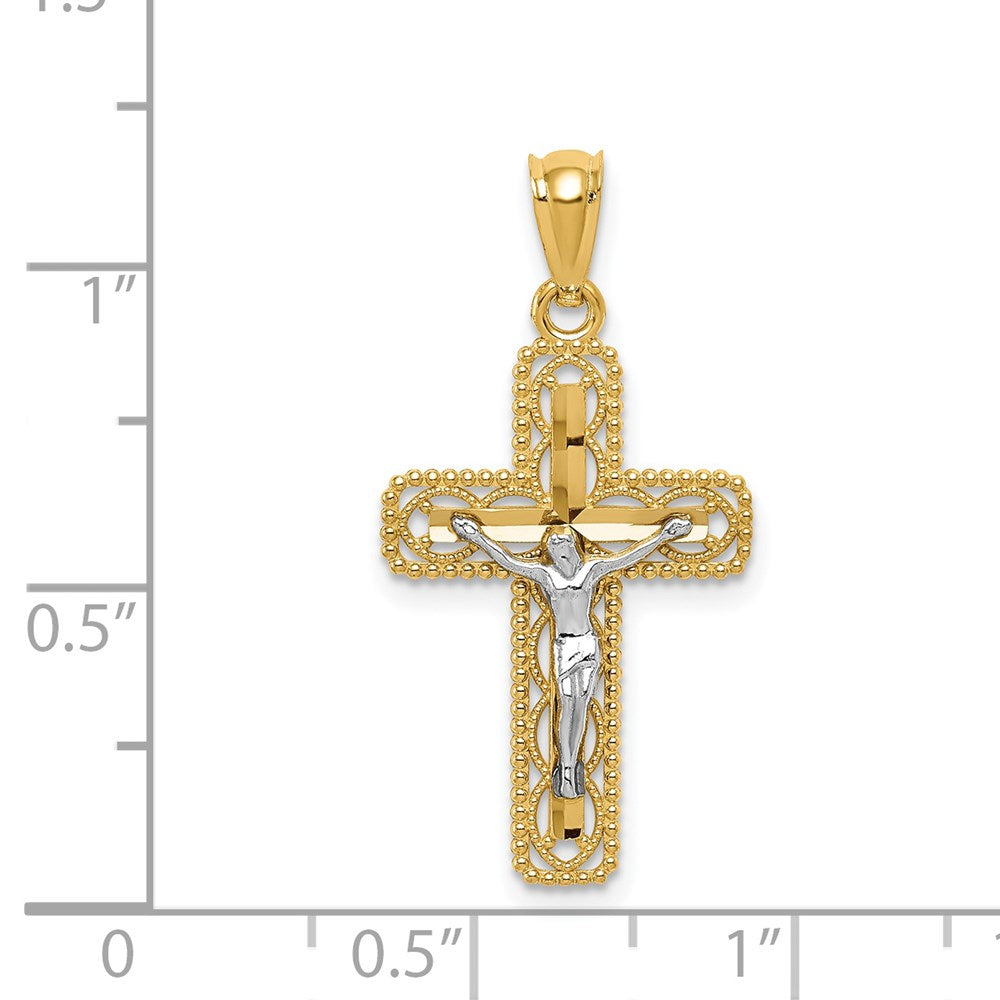 14k Two-tone Polished Crucifix Pendant