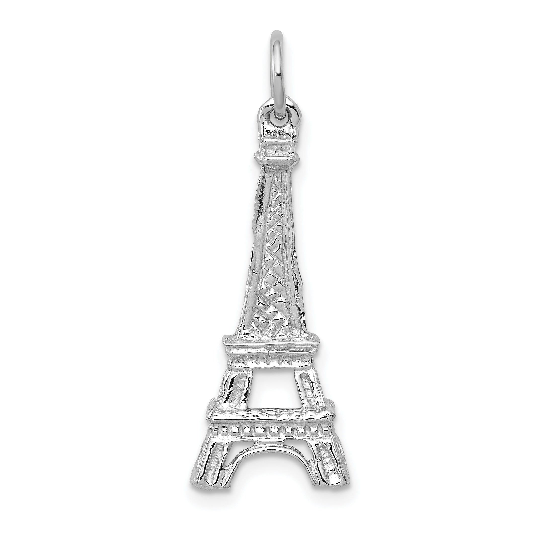 14k White Gold Solid Polished Eiffel Tower Charm K854