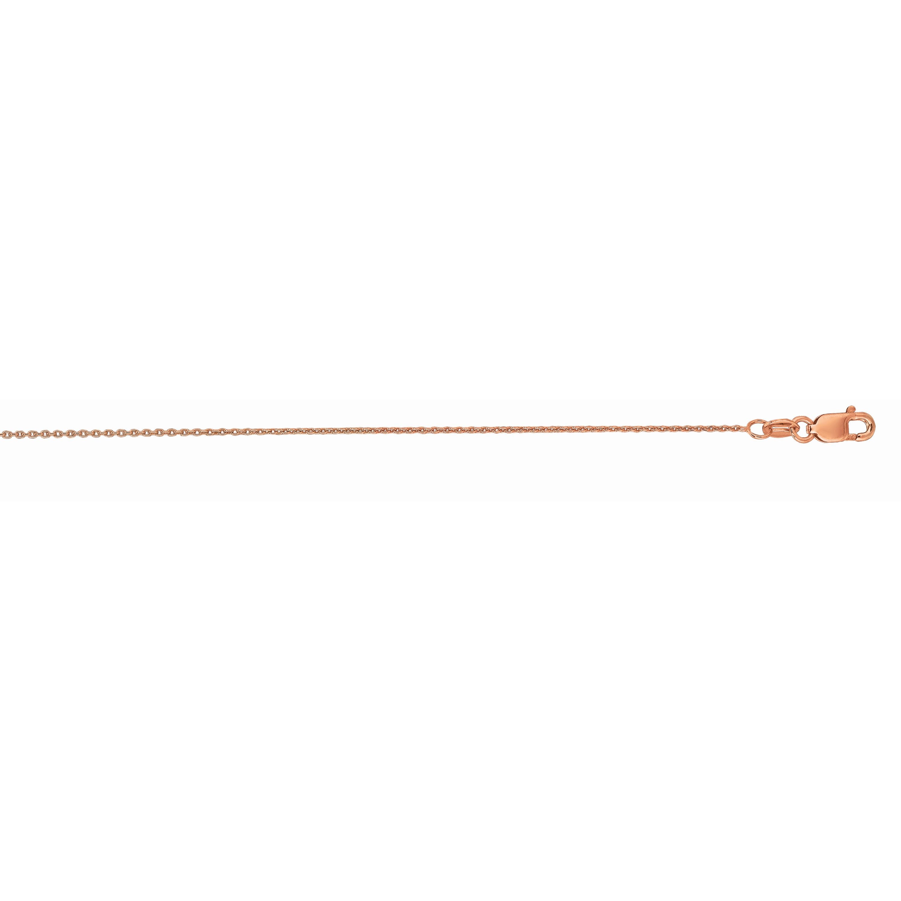 18K Rose Gold 0.97mm Cable 18" Chain with Lobster Lock