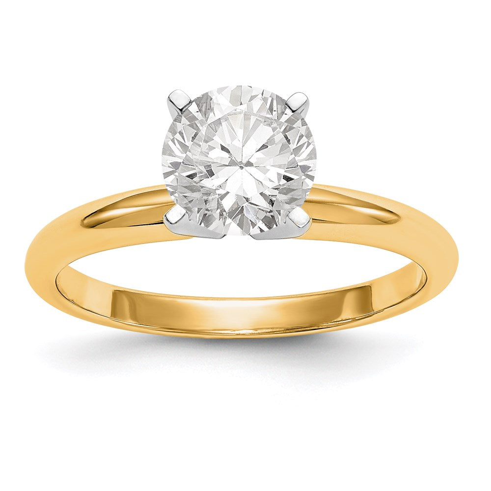 14k Two-tone 1/2 carat Round VS/SI GH Lab Grown Diamond Solitaire Lightweight Half-Round 4 Prong Ring