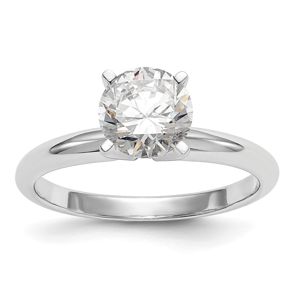 14k White Gold 1/2 carat Round VS/SI GH Lab Grown Diamond Solitaire Lightweight Half-Round 4 Prong Ring