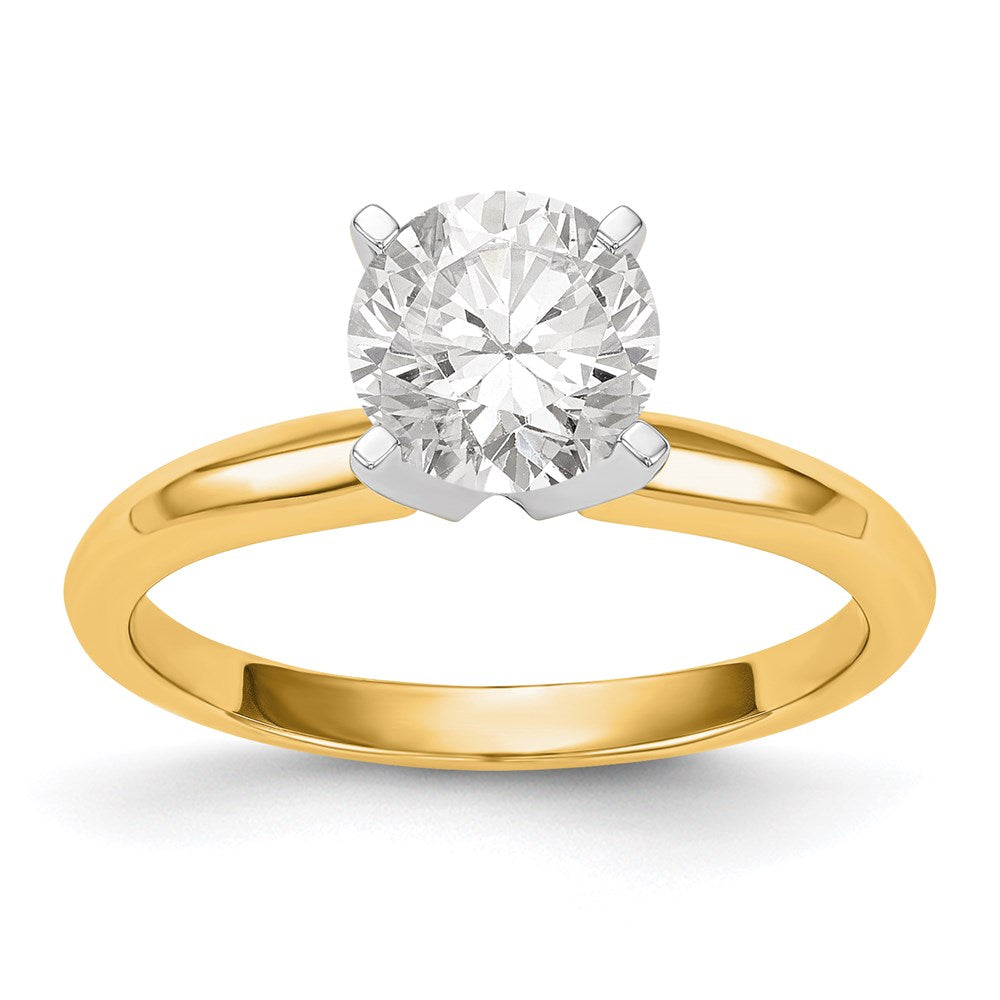 14k Two-tone 1/2 carat Round VS/SI GH Lab Grown Diamond Solitaire Lightweight Knife Edge/Half-Round 4 Prong Ring