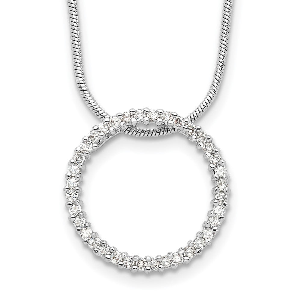 Kelly Waters Rhodium-plated Clear CZ Circle 18 inch Necklace