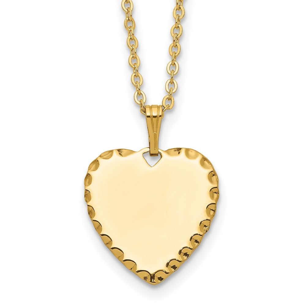 Kelly Waters Gold-plated Polished Engraveable Heart Disc 18 inch Necklace