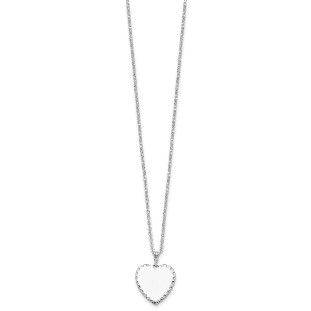 Kelly Waters Rhodium-plated Polished Engraveable Heart Disc 18 inch Necklace