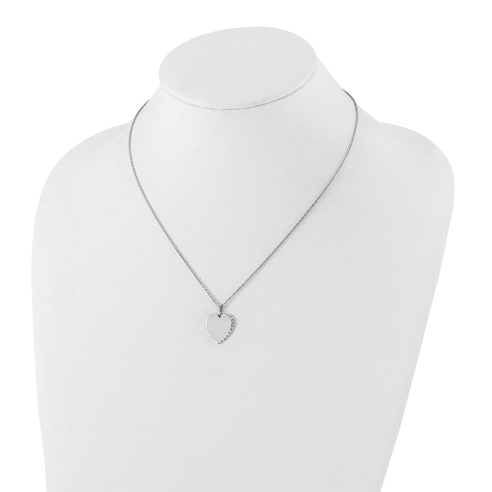 Kelly Waters Rhodium-plated Polished Engraveable Heart Disc 18 inch Necklace