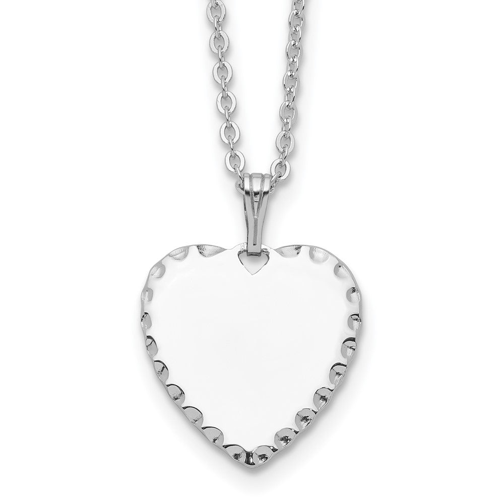 Kelly Waters Rhodium-plated Polished Engraveable Heart Disc 18 inch Necklace