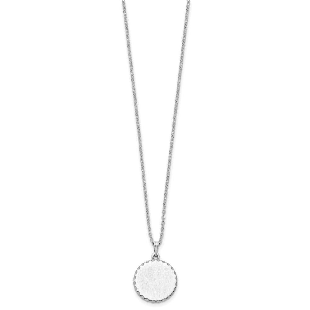 Kelly Waters Rhodium-plated Satin Round Engraveable Disc 18 inch Necklace