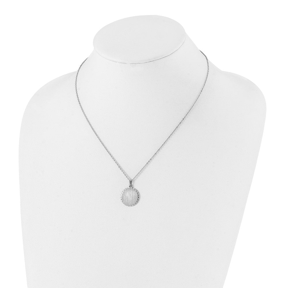 Kelly Waters Rhodium-plated Satin Round Engraveable Disc 18 inch Necklace