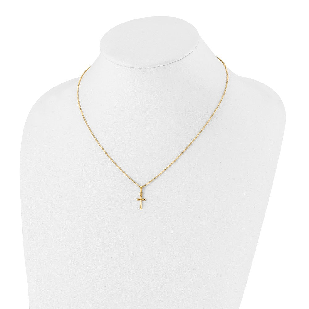 Kelly Waters Gold-plated Small Polished Rounded Cross 18 inch Necklace